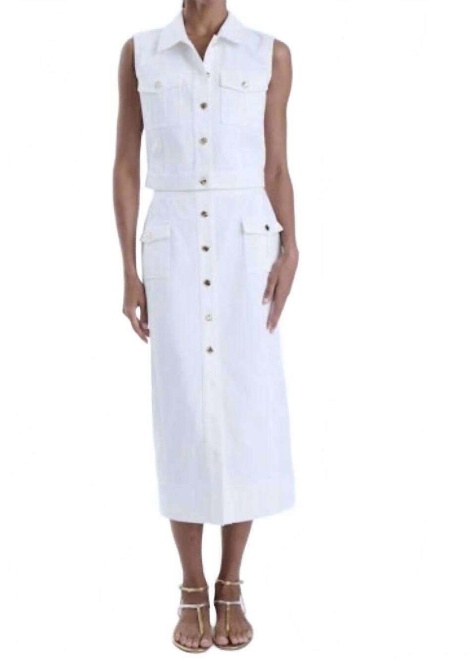 NEW KARINA GRIMALDI rylee denim skirt in white